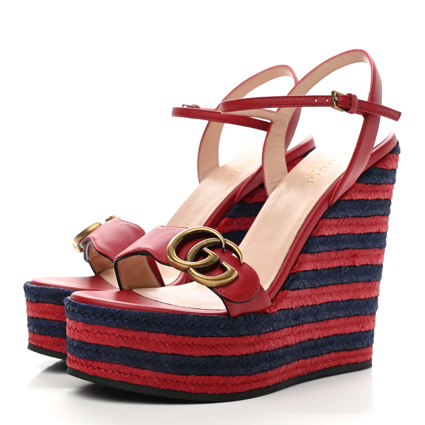 Lifford Calfskin Aitana Espadrille Platform 45/130mm Wedge Sandals 35.5 Hibiscus Red