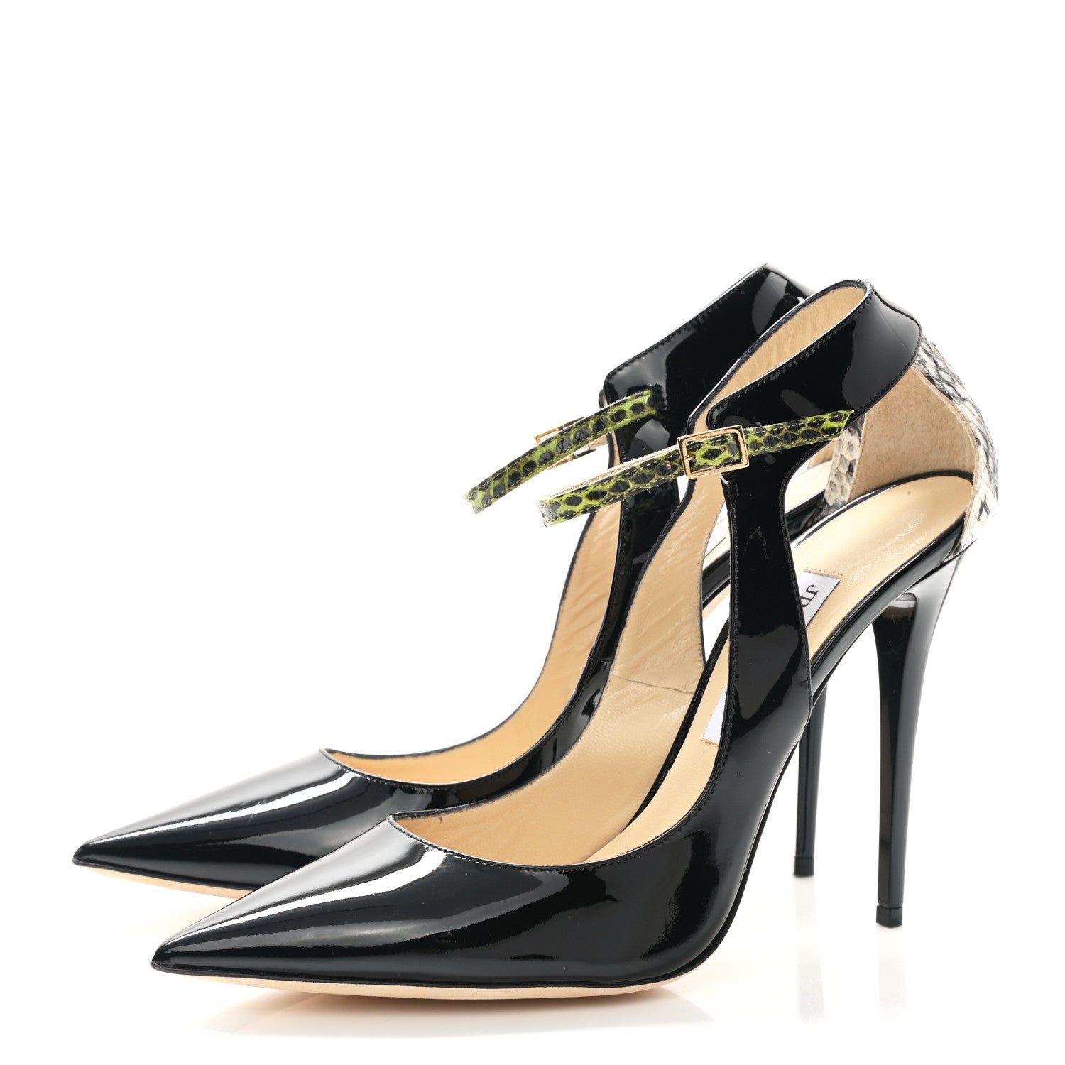 Jimmy Choo Patent Snakeskin Maiden Pumps 40 Black 3 of 9