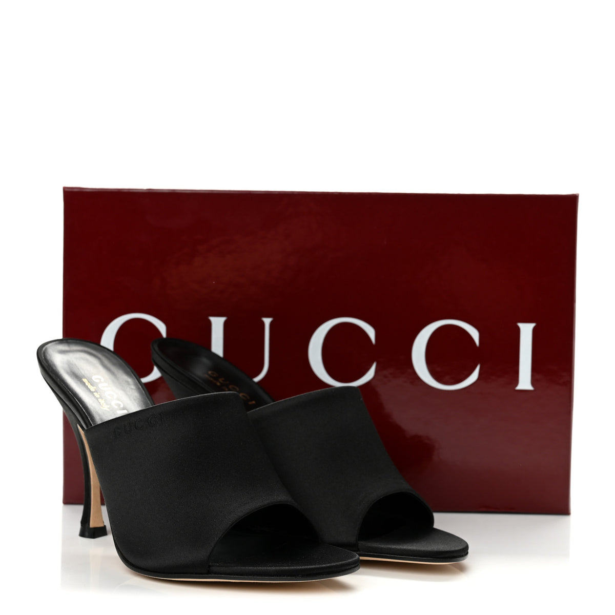 Gucci Raso Seta Logo Sandal Pumps 38 Black 10 of 10