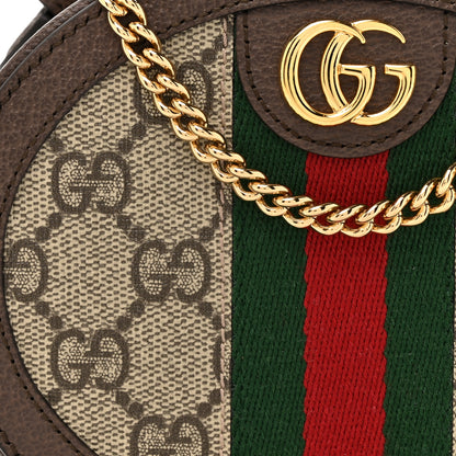 Gucci GG Supreme Monogram Top Handle Web Mini Ophidia Round Shoulder Bag Brown 8 of 10