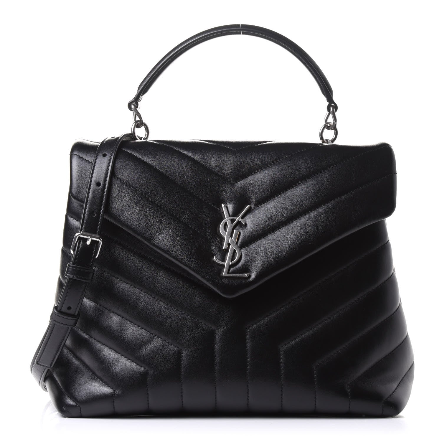 Saint Laurent Calfskin Y Quilted Monogram Medium Loulou Satchel Black 1 of 10