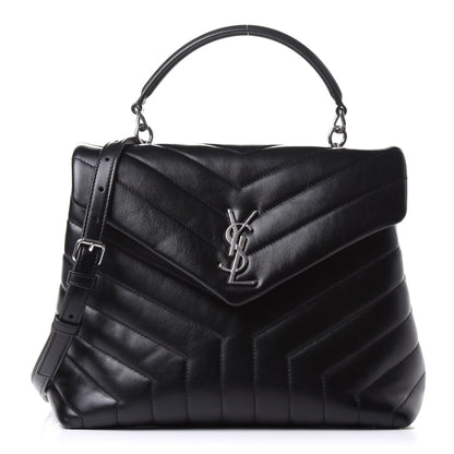 Saint Laurent Calfskin Y Quilted Monogram Medium Loulou Satchel Black 1 of 10