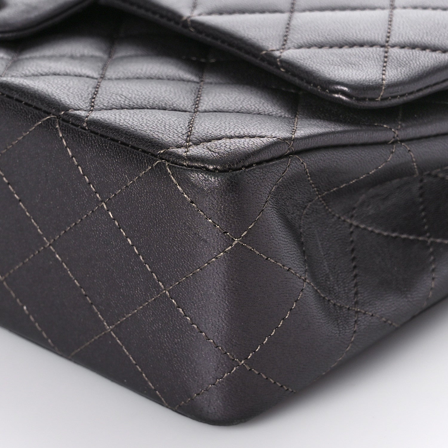 Chanel Metallic Lambskin Quilted Medium Double Flap Pewter 8 of 13