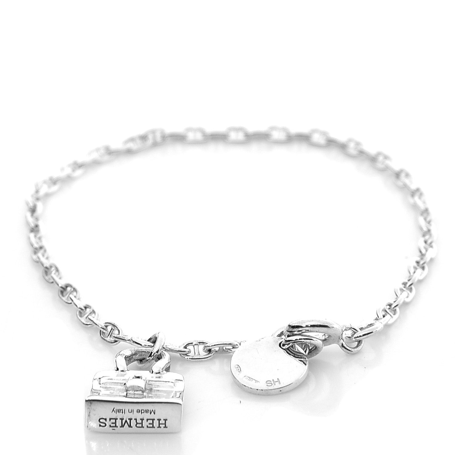 Hermes Sterling Silver Mini Birkin Amulette Bracelet SH 1 of 5