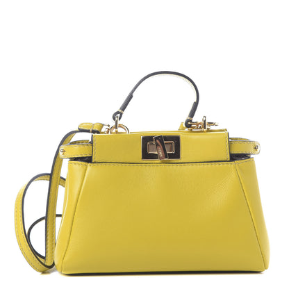 Fendi Shiny Nappa Micro Peekaboo Iconic Satchel Lime 1 of 9