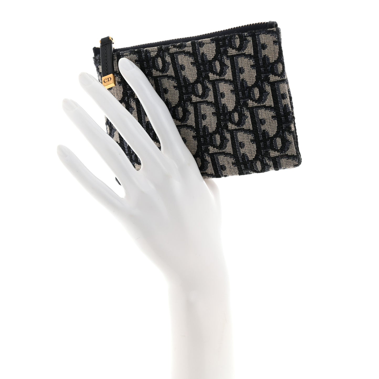 Oblique Zipped Card Holder Blue
