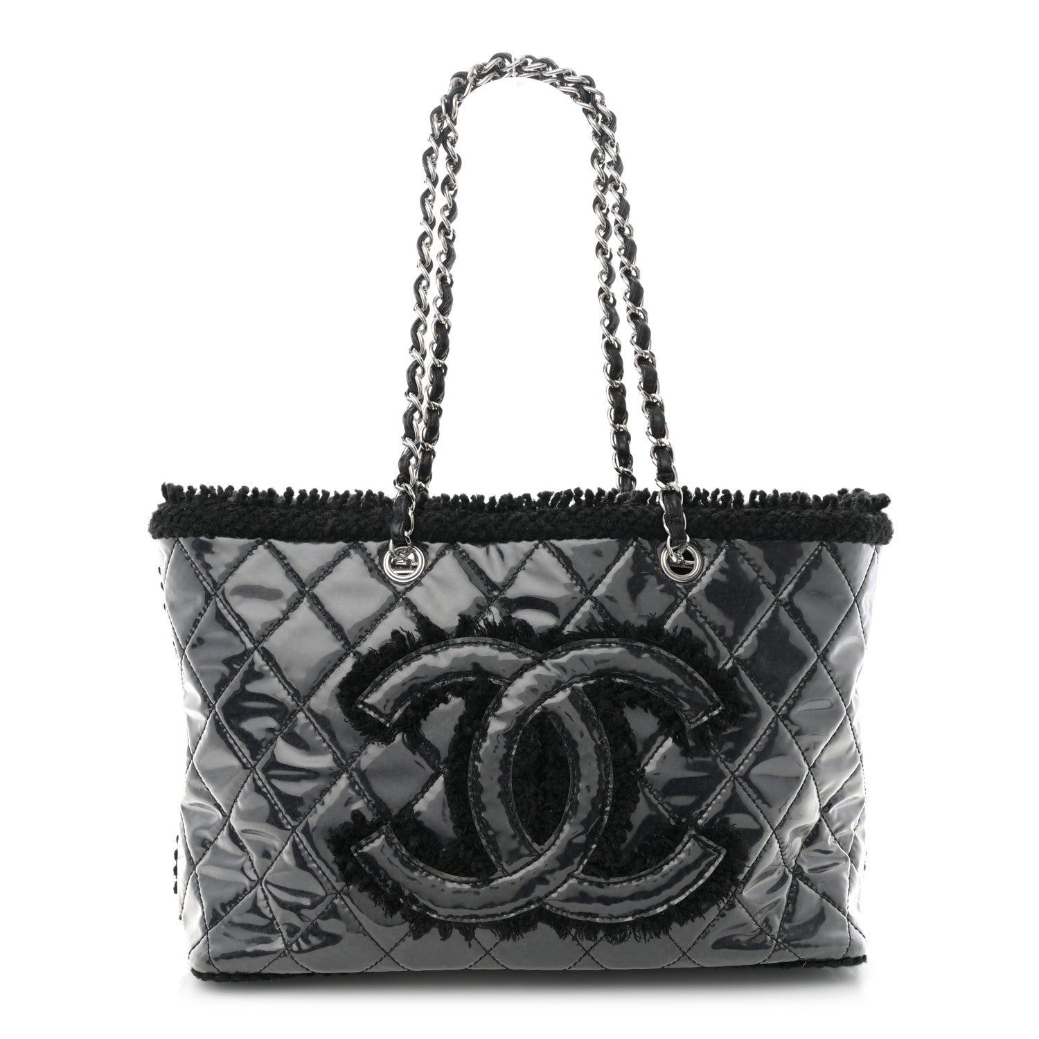 Chanel Vinyl Quilted Funny Tweed Tote Black 1 of 12