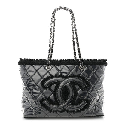 Chanel Vinyl Quilted Funny Tweed Tote Black 1 of 12