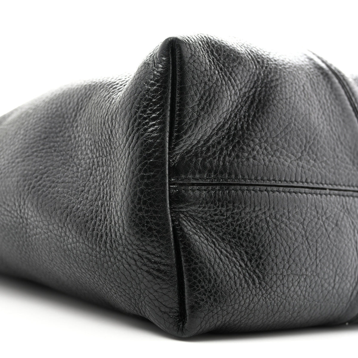 Grained Calfskin Large Spin Tote Black