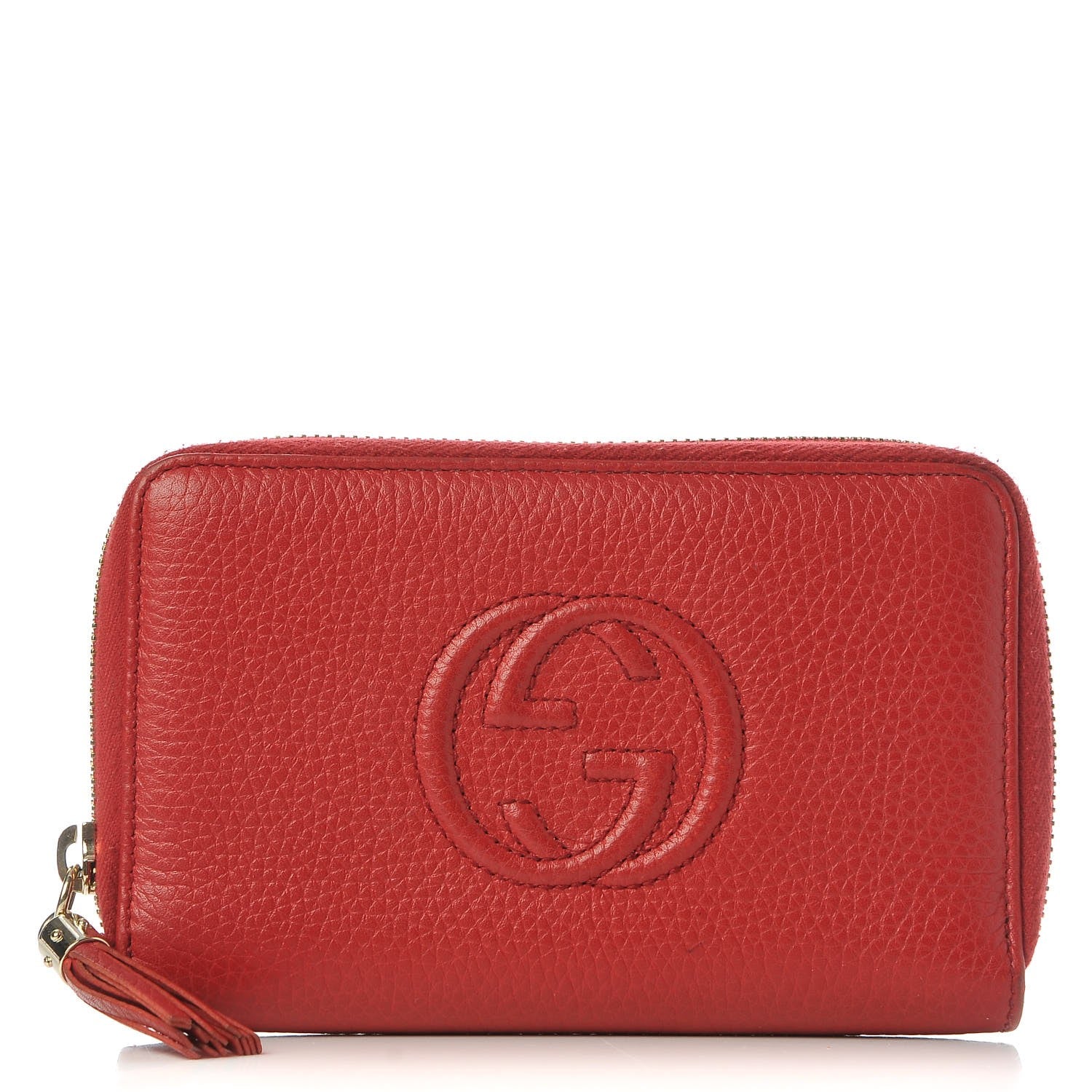 Gucci Pebbled Calfskin Medium Soho Zip Around Wallet Red 1 of 7