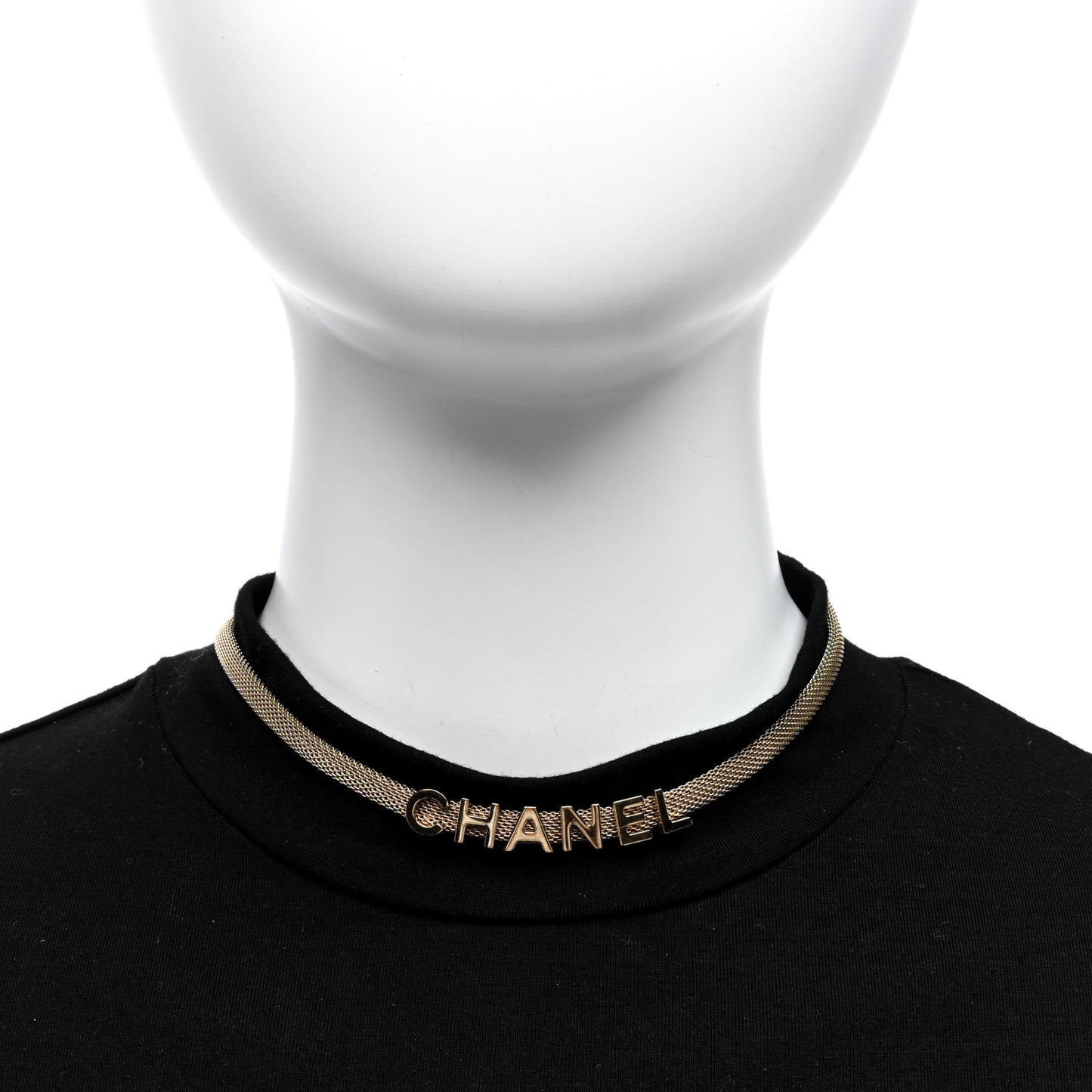 Mesh Logo Choker Necklace Gold