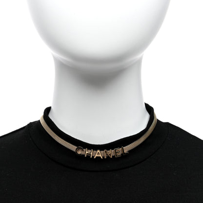 Chanel Mesh Logo Choker Necklace Gold 3 of 5