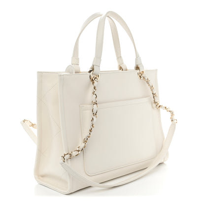 Chanel Calfskin CC Zipped Shopping Tote White 2 of 9