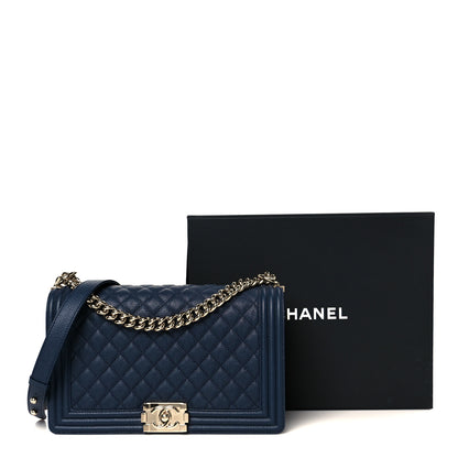 Chanel Caviar Quilted New Medium Boy Flap Blue 11 of 11