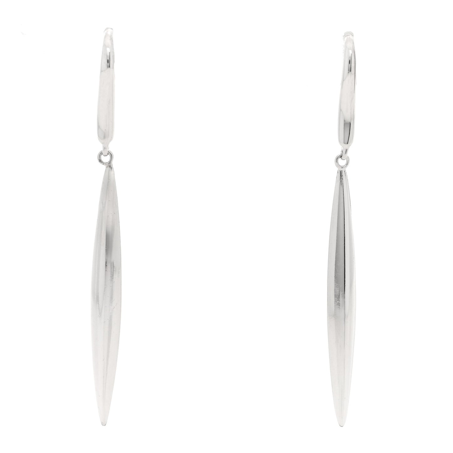 18K White Gold Feather Drop Earrings