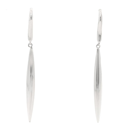 Tiffany 18K White Gold Feather Drop Earrings 1 of 4