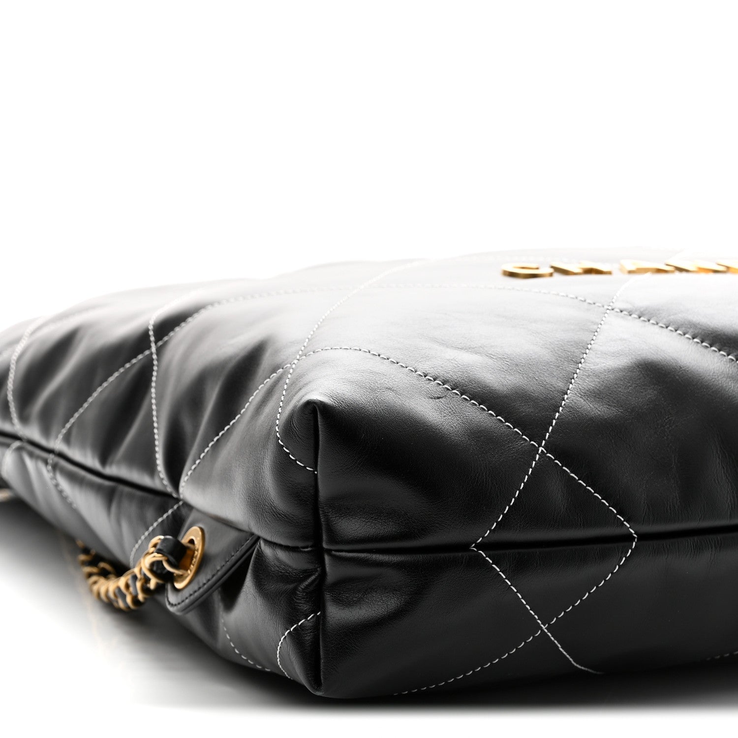 Chanel Shiny Calfskin Stitched Quilted Chanel 22 Backpack Black 9 of 11
