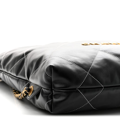 Chanel Shiny Calfskin Stitched Quilted Chanel 22 Backpack Black 9 of 11