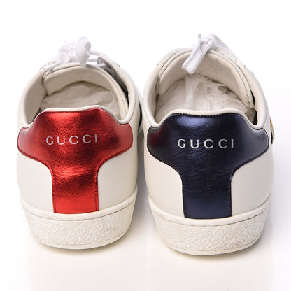Gucci Calfskin Web Bosco Embroidered Ace Sneakers 38.5 White Green 8 of 18
