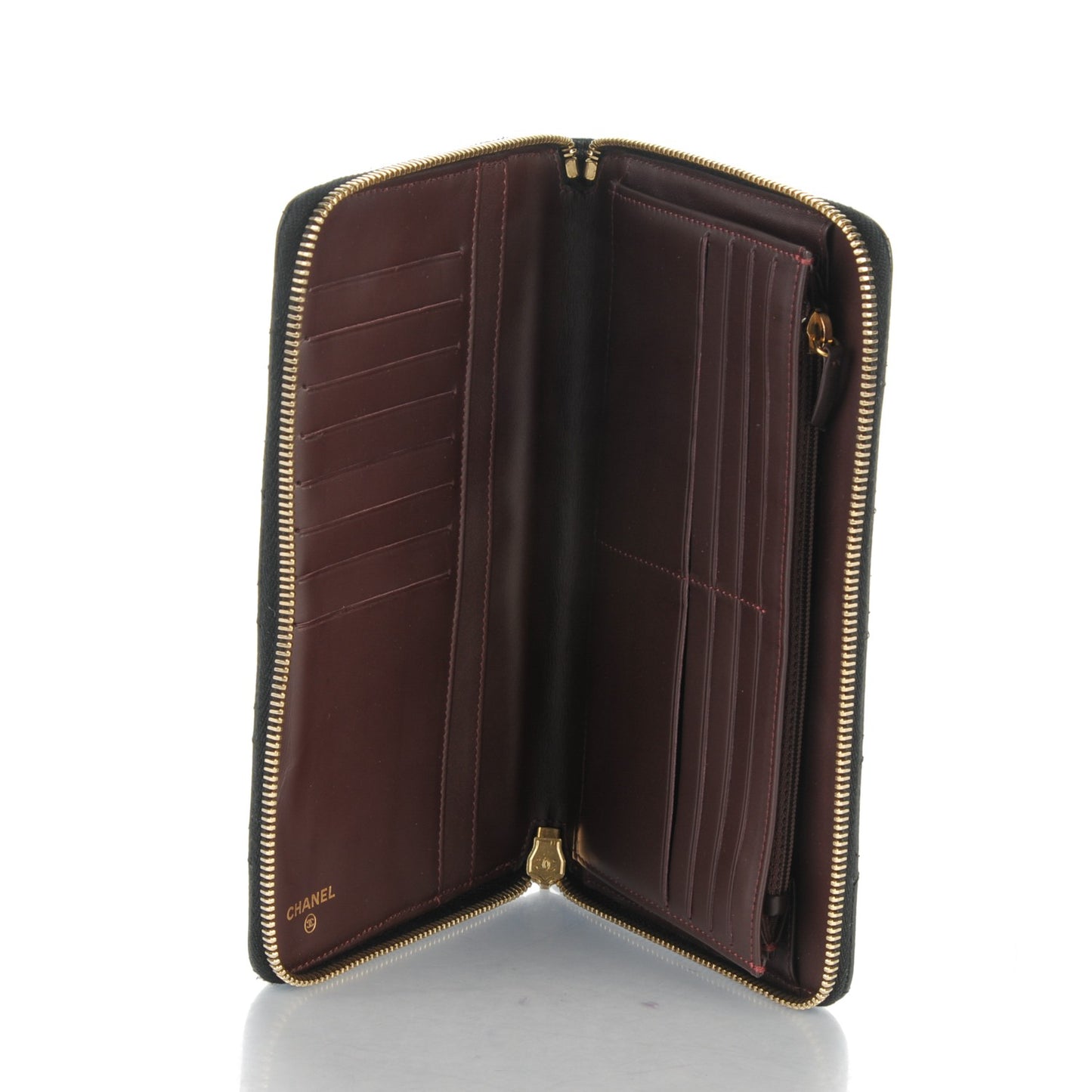 Caviar Quilted Large Zip Around Organizer Wallet Black