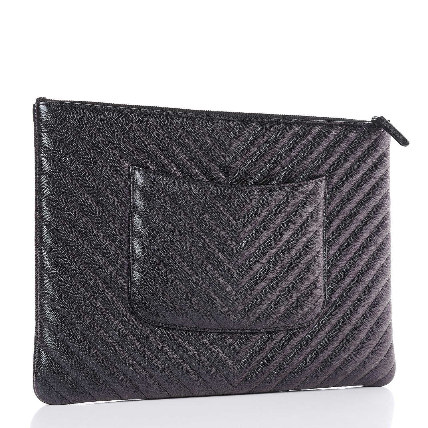 Chanel Iridescent Caviar Chevron Quilted Large Cosmetic Case Black 3 of 10