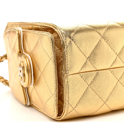Chanel Metallic Caviar Quilted Mini Chanel 25 Handbag Gold 9 of 11