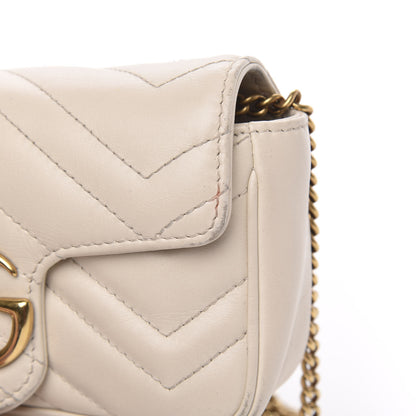 Gucci Calfskin Matelasse Super Mini GG Marmont Shoulder Bag White 16 of 17