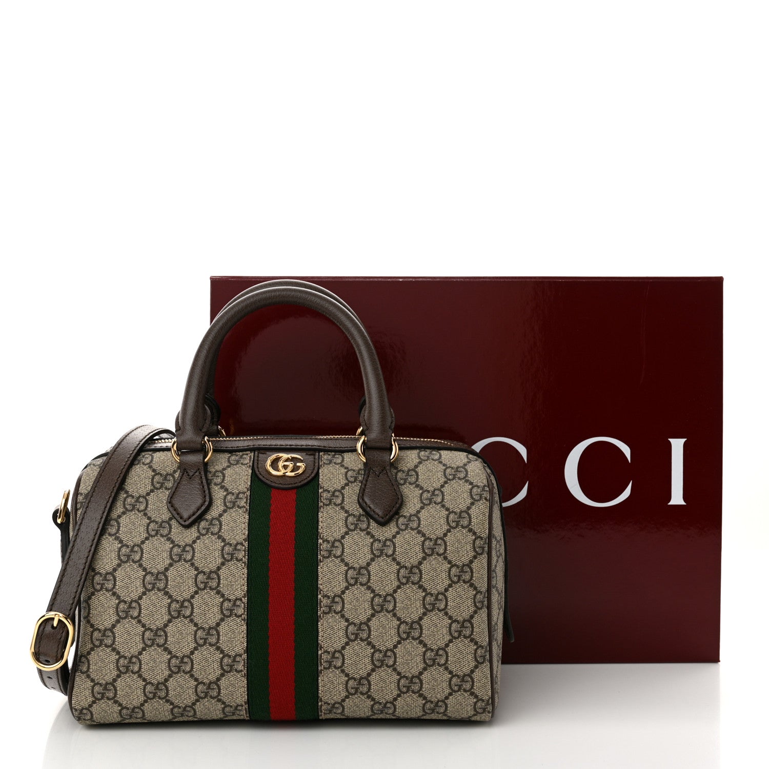 Gucci GG Supreme Monogram Web Small Ophidia Top Handle Bag Beige Ebony 11 of 11