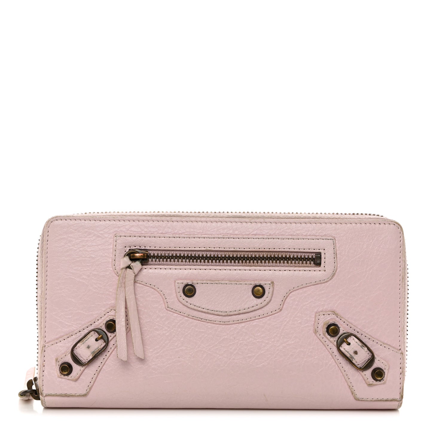 Agneau Classic Hardware Continental Zip Around Wallet Rose Poudre