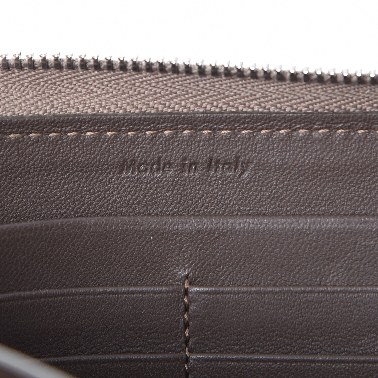 Celine Drummed Calfskin Large Half Zip Multifunction Wallet Taupe 10 of 11