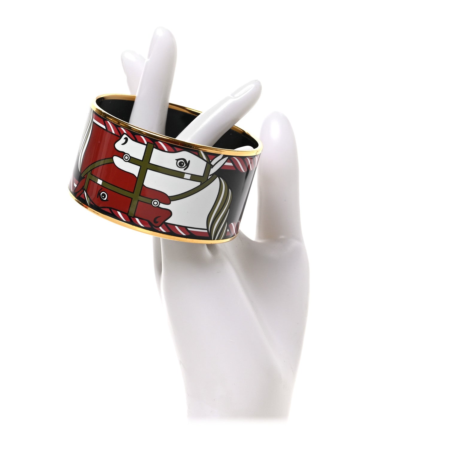 Hermes Enamel Printed Quadrige Extra Wide Bangle 70 2 of 5