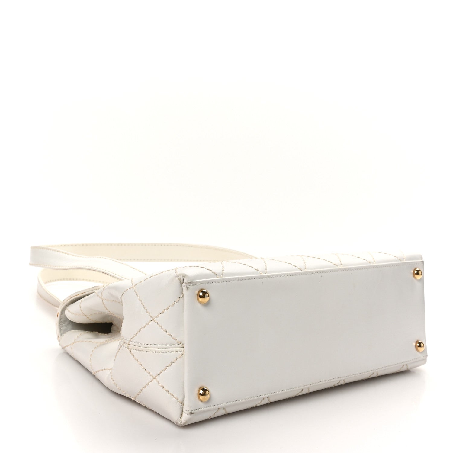 Chanel Calfskin Wild Stitch Shoulder Bag White 4 of 14