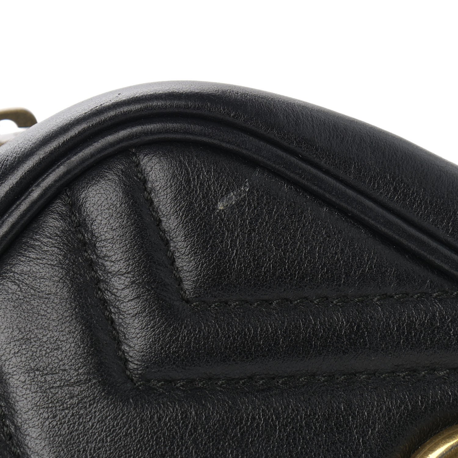 Gucci Calfskin Matelasse Mini GG Marmont Chain Shoulder Bag Black 14 of 15