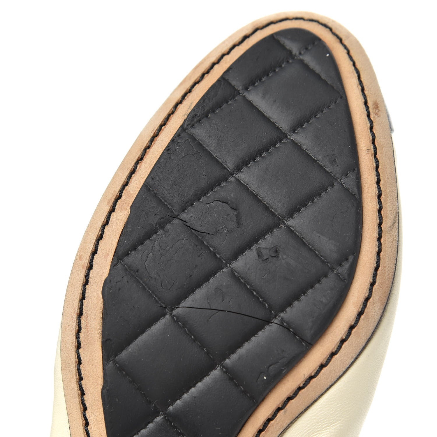 Chanel Lambskin CC Elastic Cap Toe Ballerina Flats 37 Off White Black 7 of 10