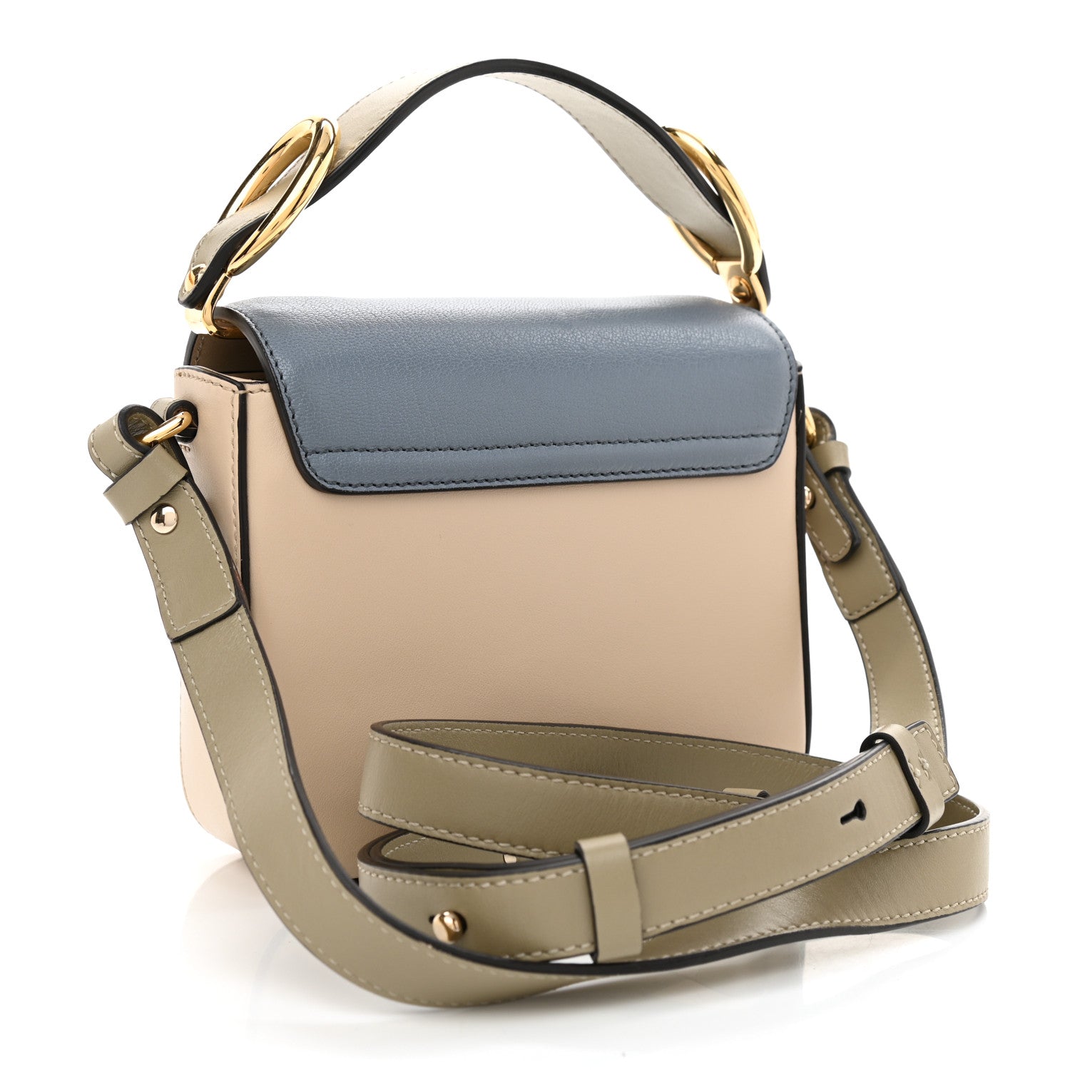 Chloe Shiny Calfskin Mini C Double Carry Blue Beige 3 of 9