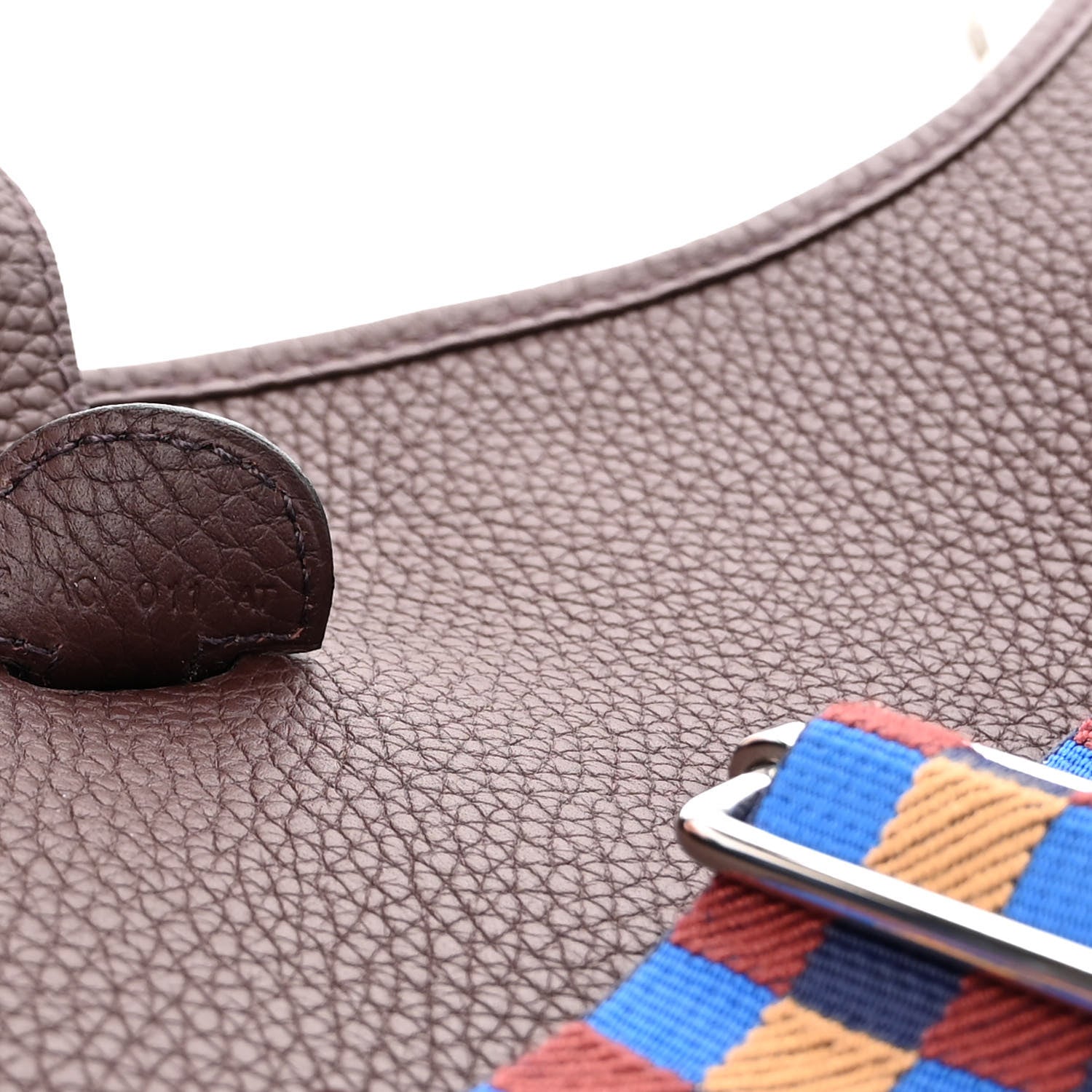 Hermes Taurillon Clemence Quadrille Evelyne III PM Rouge Sellier Bleu Billard Biscuit Rouge H 7 of 11
