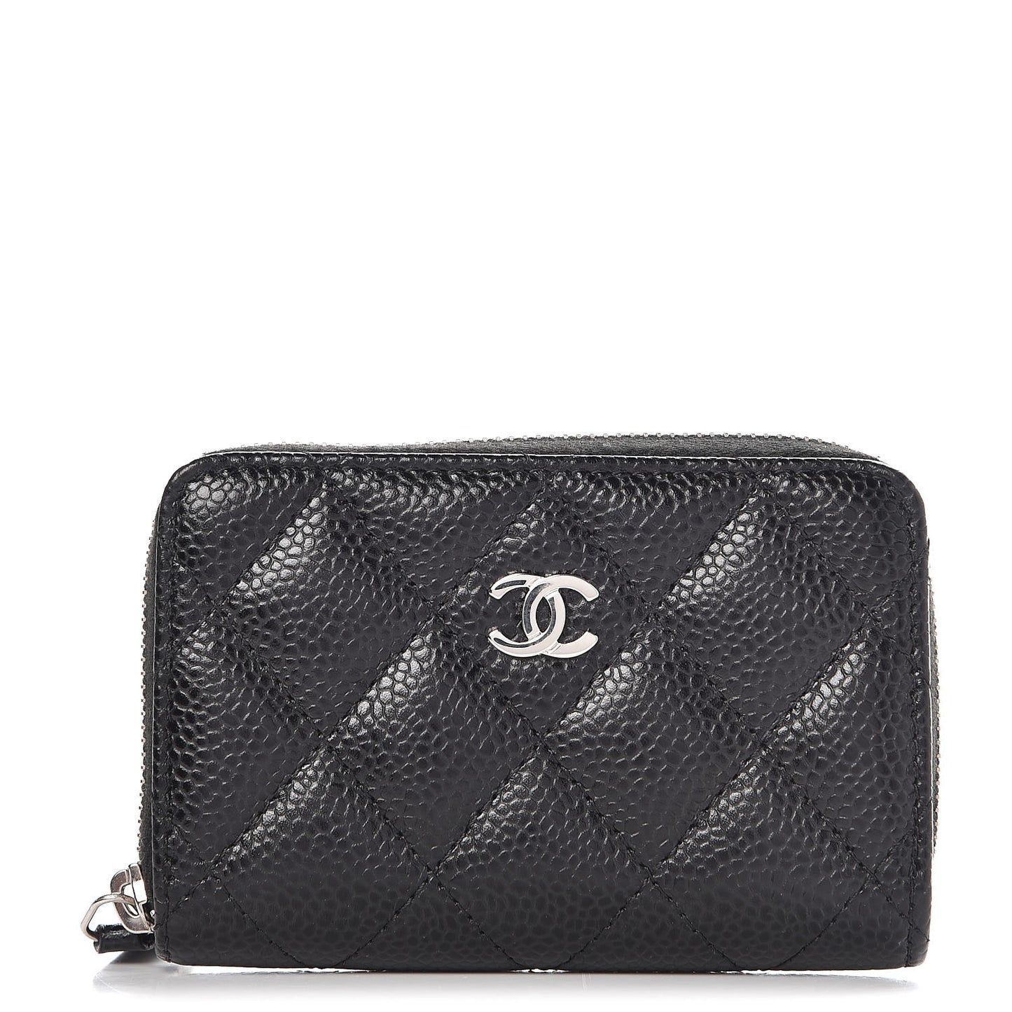 Caviar Quilted Zip Coin Purse Black