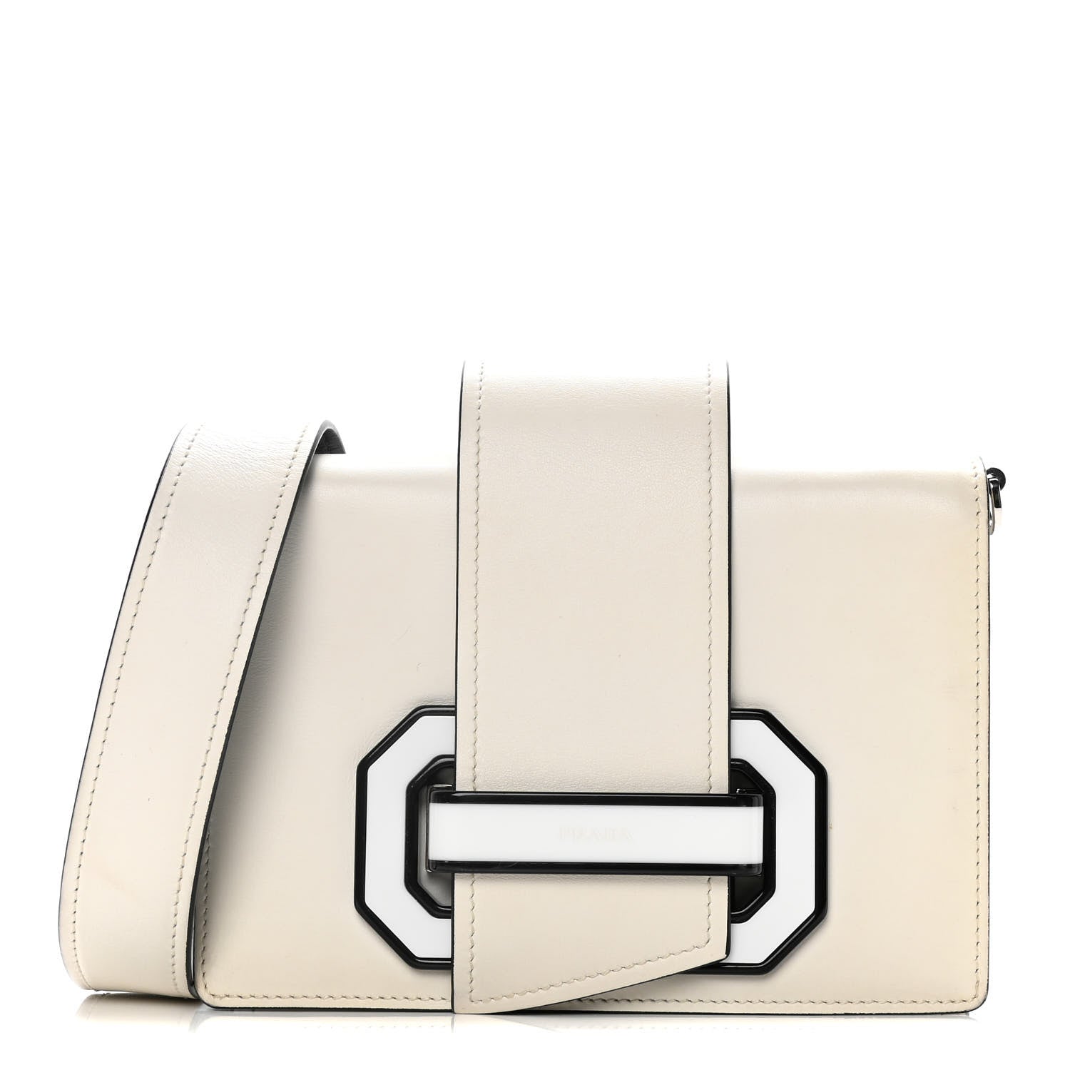 Prada City Calf Plex Ribbon Bag White 1 of 19