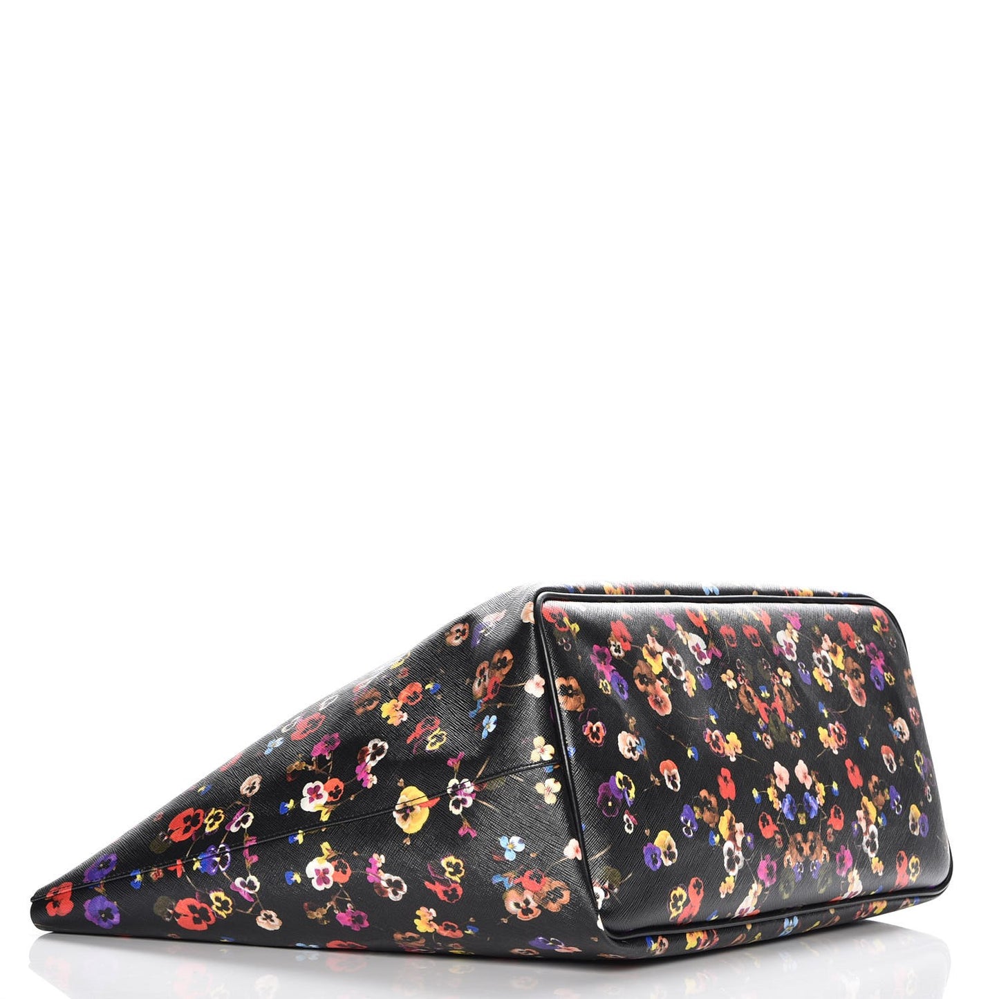 Coated Canvas Pansy Print Large Antigona Tote Black