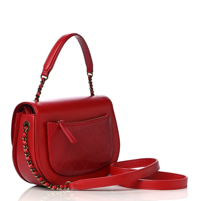 Chanel Shiny Calfskin Goatskin Quilted Small Coco Curve Messenger Flap Red 3 of 11