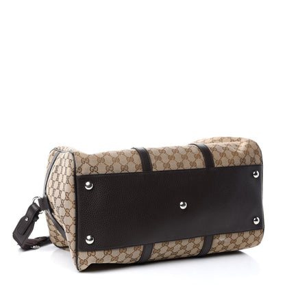 Gucci Monogram Dollar Calfskin Boston Duffle Bag Beige Ebony Testa di Moro Marrone Scuro 3 of 10
