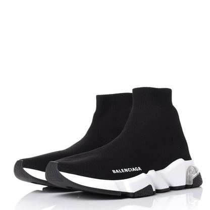 Balenciaga Neoprene Knit Womens Speed Clear Sole Sneakers 41 Black White 3 of 11