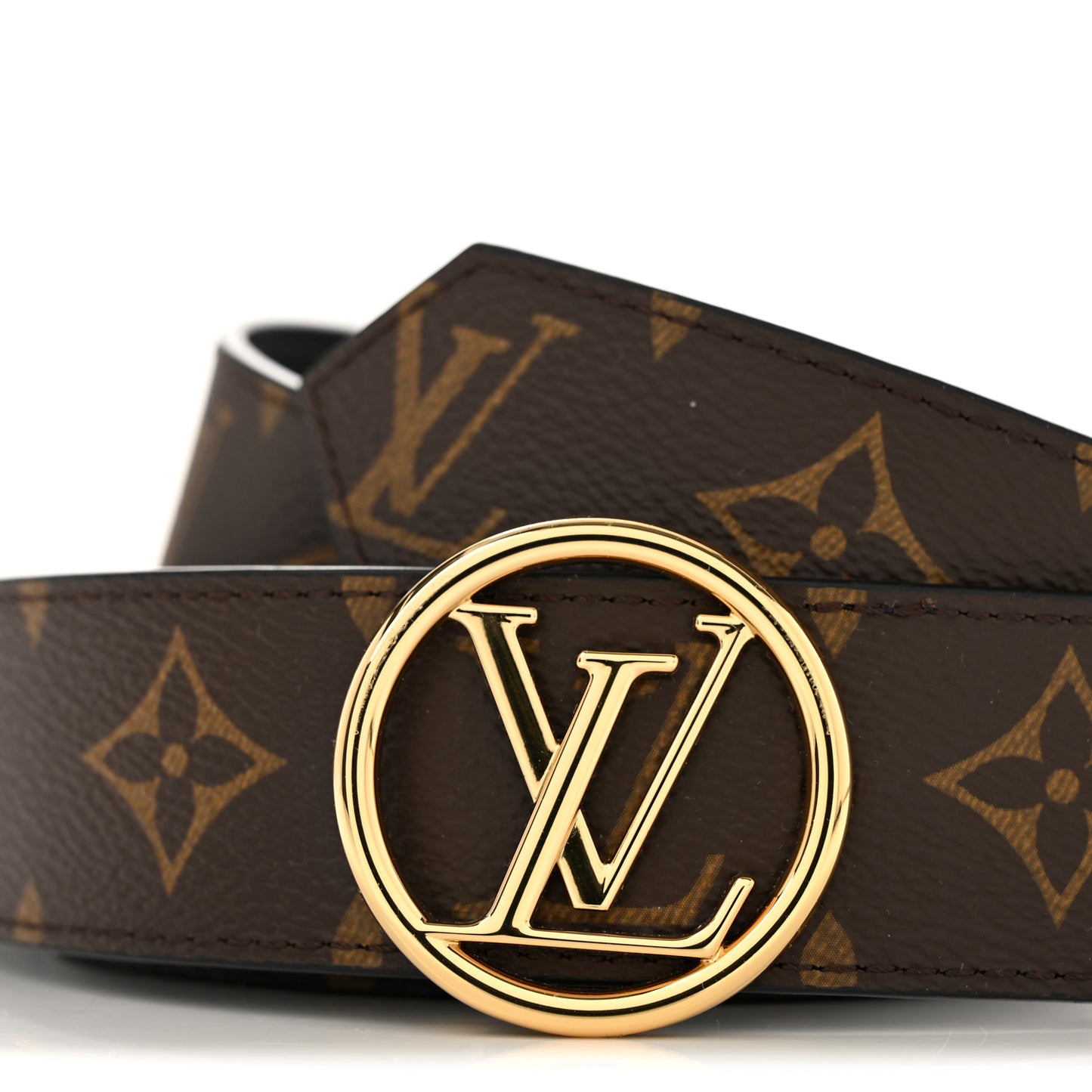 Monogram Calfskin 35mm LV Circle Reversible Belt 110 44 Black