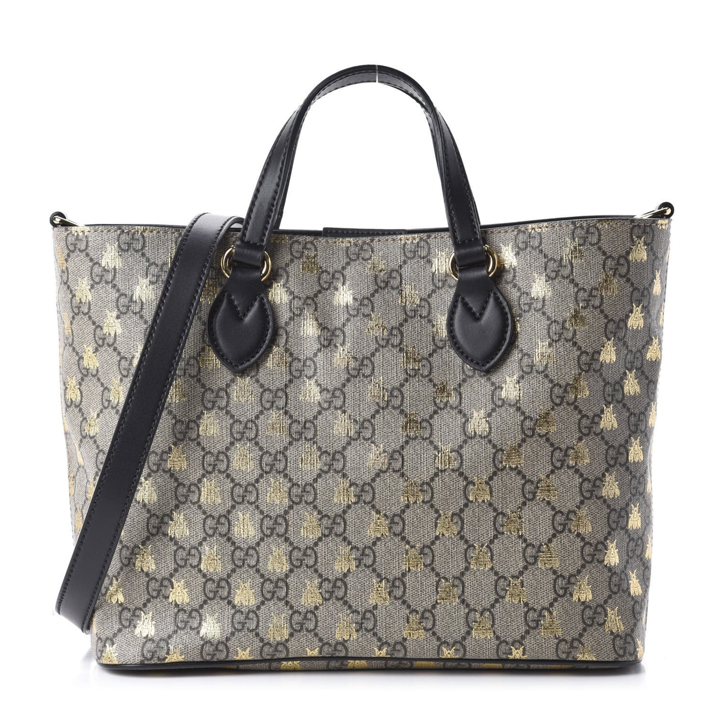 Soft GG Supreme Monogram Bees Small Crossbody Tote Beige Oro Black