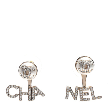 Chanel Pearl Crystal Logo Earrings Gold Pearly White 1 of 5