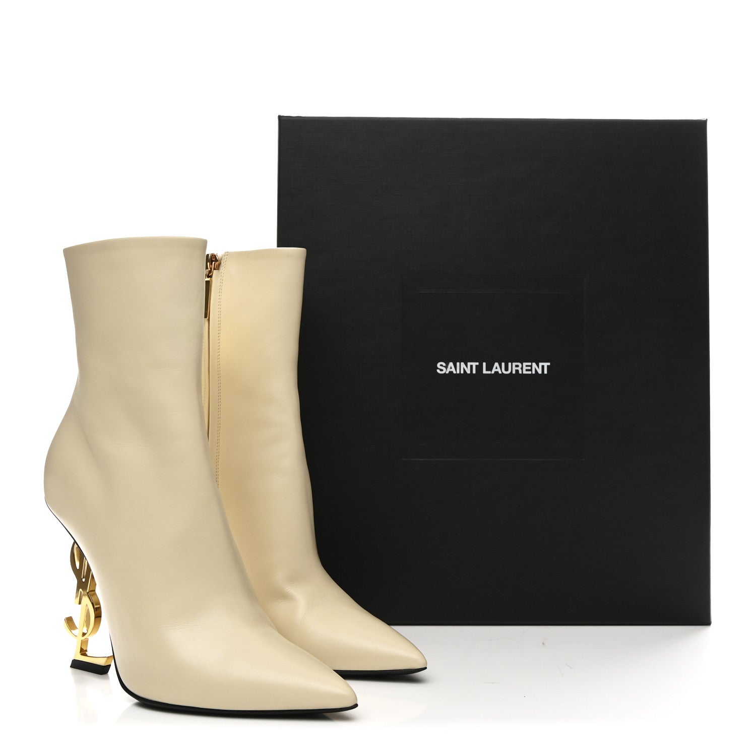 Saint Laurent Calfskin Opyum 110 Ankle Boots 38.5 Real Beige 10 of 10