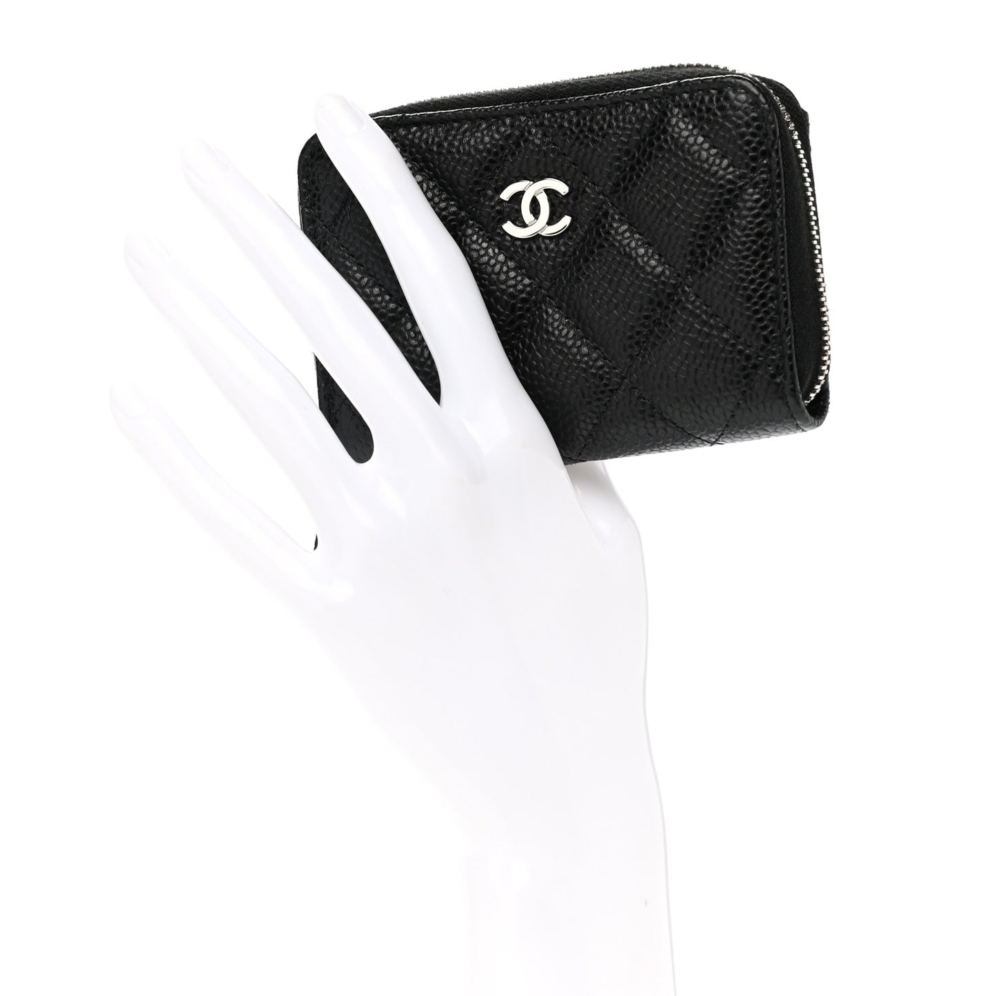 Caviar Quilted Zip Coin Purse Black