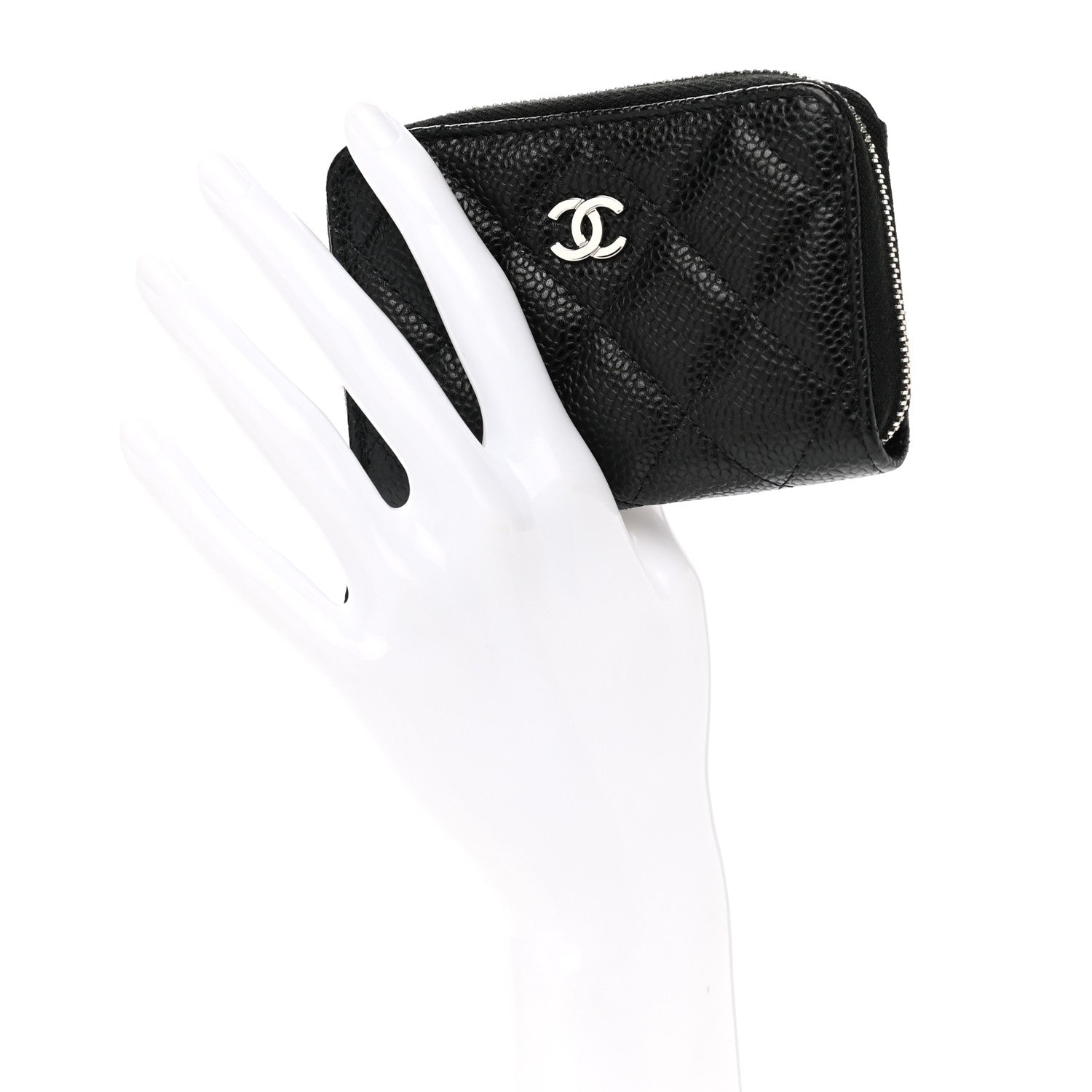 Chanel Caviar Quilted Zip Coin Purse Black 3 of 8