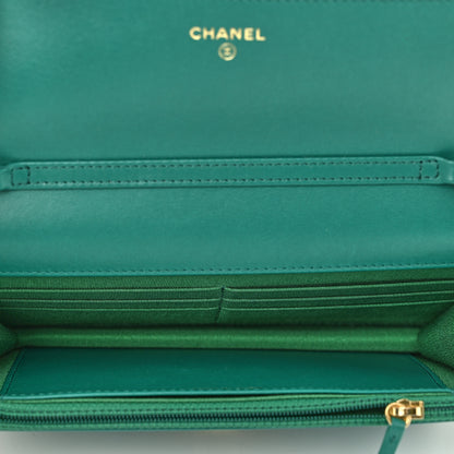 Chanel Aged Calfskin Quilted 2.55 Reissue Wallet on Chain WOC Green 5 of 11