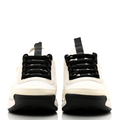 Chanel Fabric Suede Calfskin CC Sneakers 37 Ivory Black 2 of 9